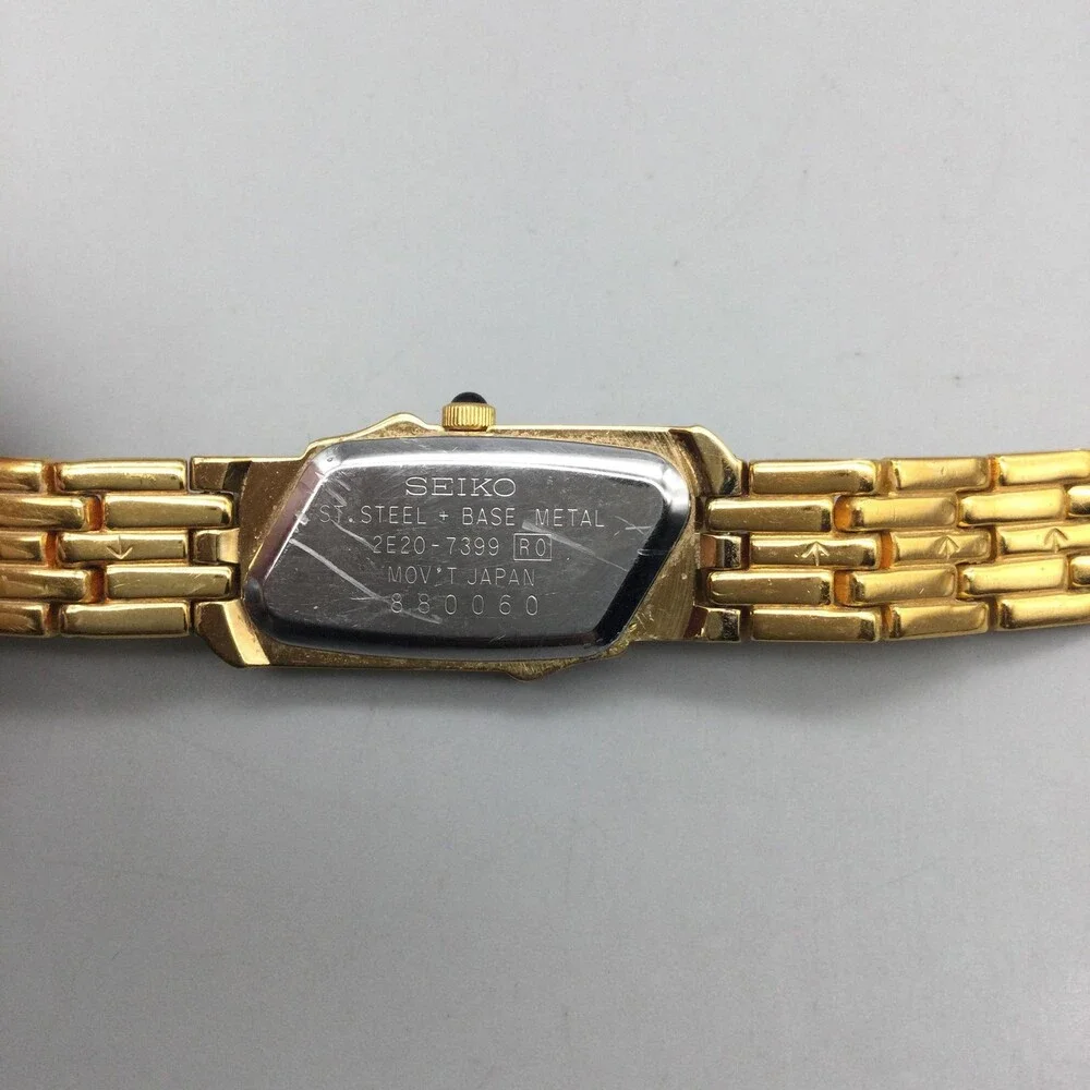 Seiko 22E20-7399 Womens Watch 14mm MOP Gold Tone Diamond New Battery 6.5